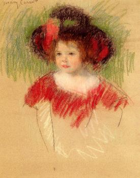 瑪麗 史帝文森 卡薩特 Margot In Big Bonnett And Red Dress 瑪麗 史帝文森 卡薩特 Margot In Big Bonnett And Red Dress